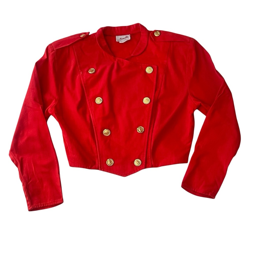 Mirella Red Blazer with Gold Buttons